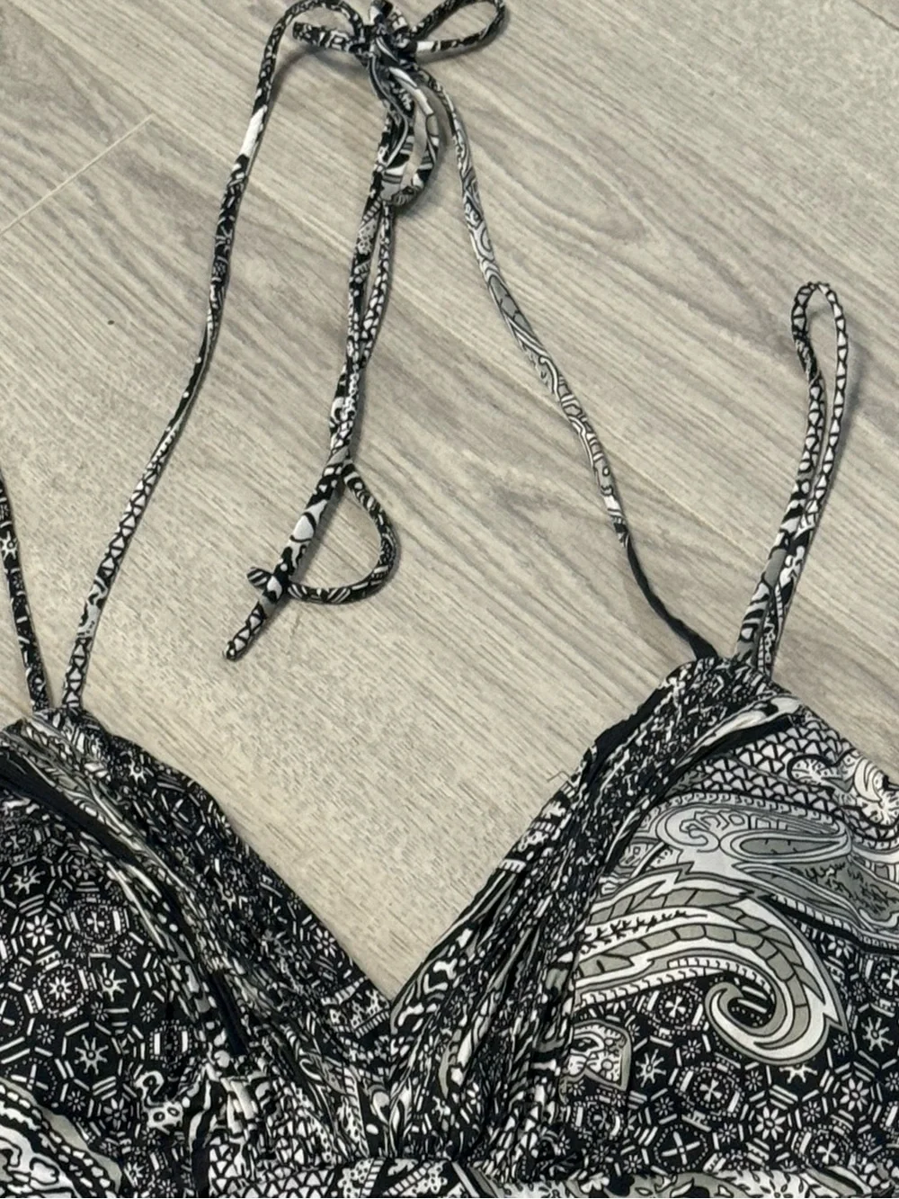 100% Silk OC by OC Paisley Print Summer Dress - Black & White
